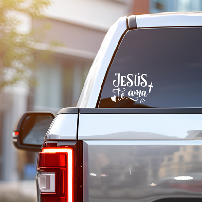 Calcomanía Cristiana para Auto – Jesús Te Ama – Sticker Religioso Vinilo Resistente Car Sticker