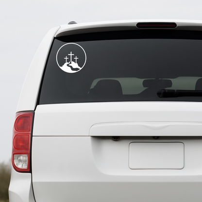 Christian Car Window Decal – Three Crosses on Calvary Car Sticker / Calcomanía Cristiana de Auto – Tres Cruces
