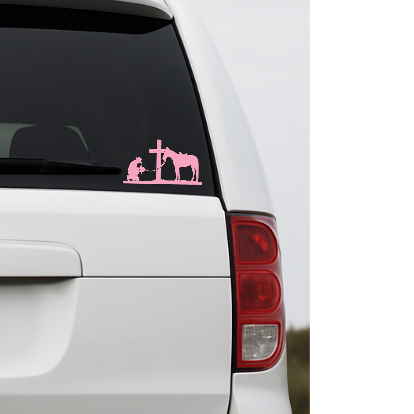 Praying Man Horse Decal - Premium Faith Car Sticker
