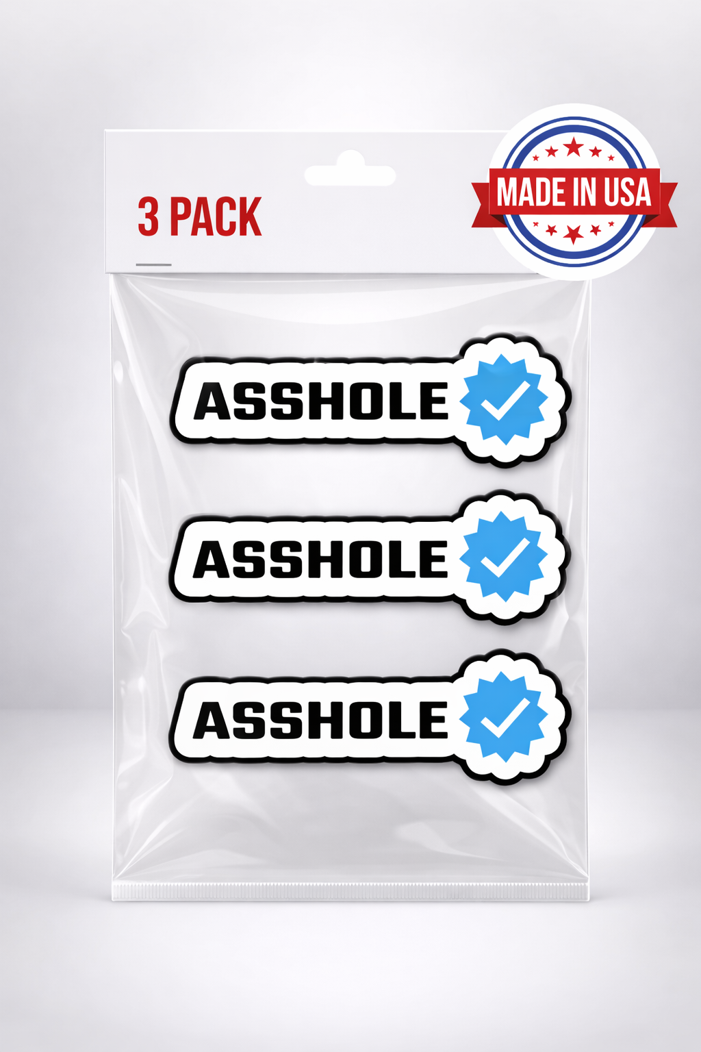 Certified Asshole Sarcastic Vinyl Sticker - Waterproof, UV Resistant, Durable (3-Pack)