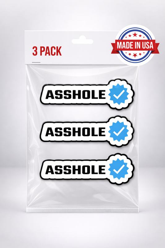 Certified Asshole Sarcastic Vinyl Sticker - Waterproof, UV Resistant, Durable (3-Pack)