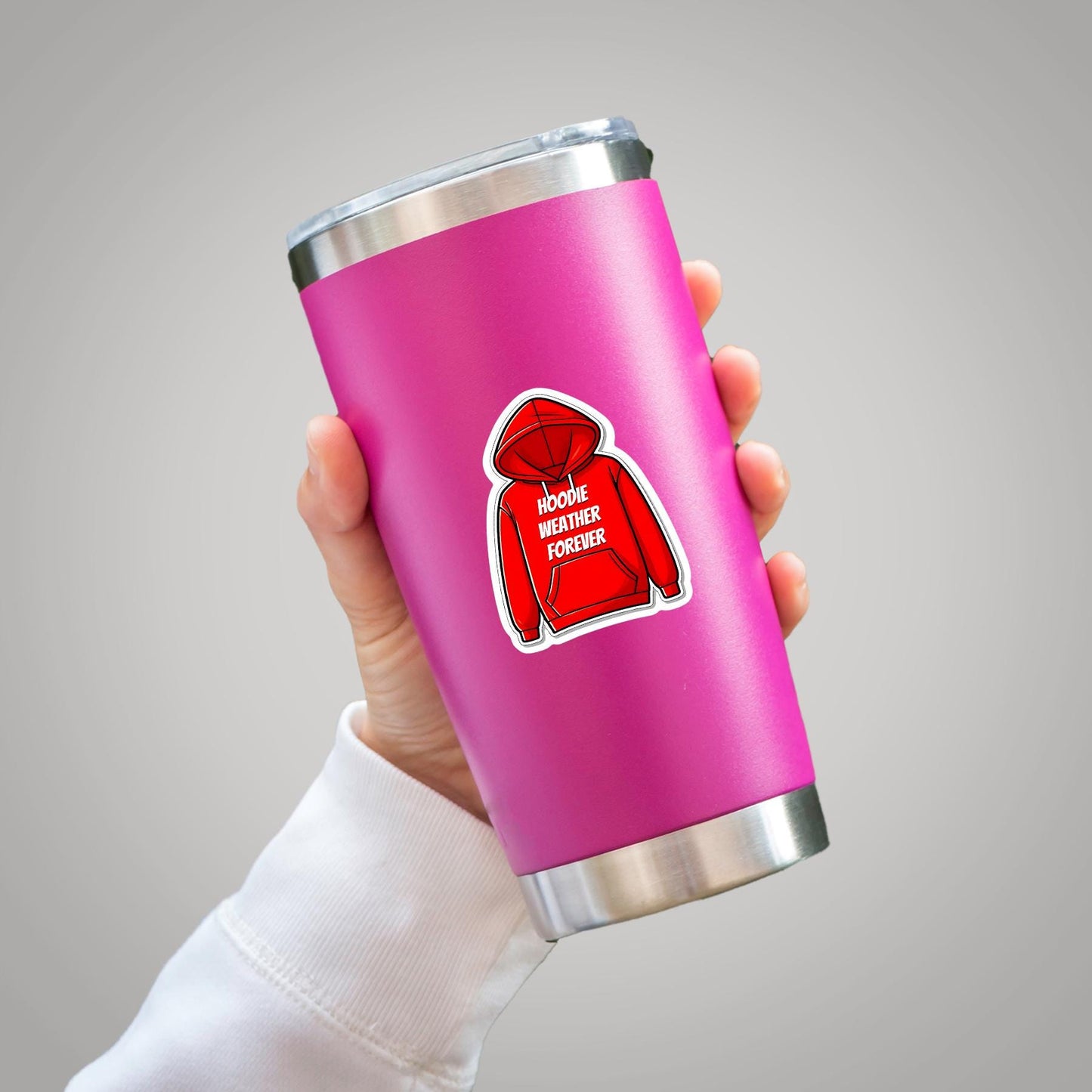 Hoodie Weather Forever | Premium Die Cut Stickers | Premium Vinyl Waterproof Stickers | UV Gloss Lamination.