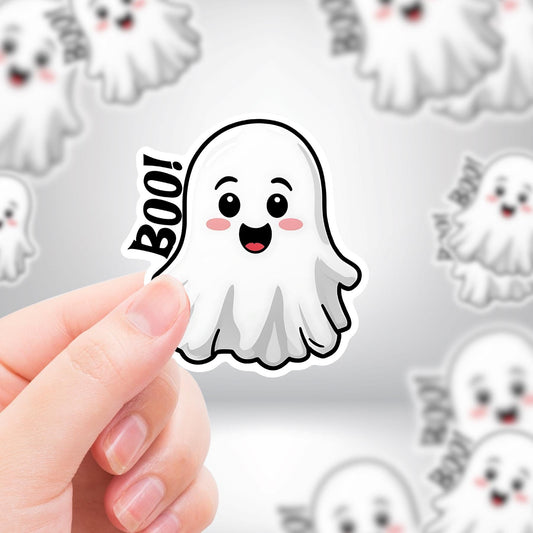 Cute Boo Ghost Sticker | Premium Die Cut Stickers | Premium Vinyl Waterproof Stickers | UV Gloss Lamination  | FAST SHIPPING!