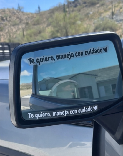 4PACK Te Quiero Maneja Con Cuidado Car Decal for Rearview Mirror & Windshield Simple Design for Safe Driving Ideal for Drivers & Car Enthusiasts Vehicle Exterior Decoration Sticker