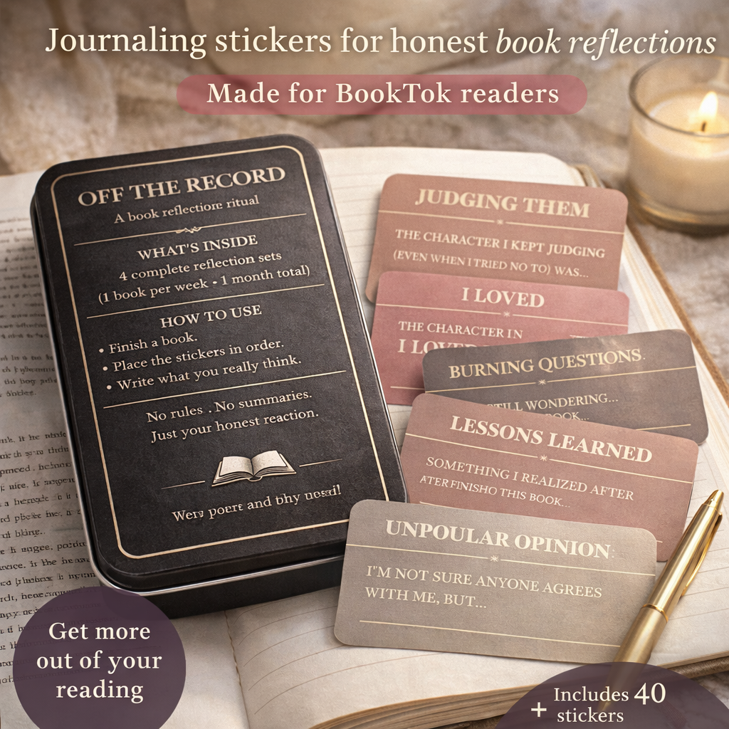 Off The Record™ BookTok Journaling Stickers | 40 Reflection Prompts (10 per Book) | Book Club & Reading Journal Stickers