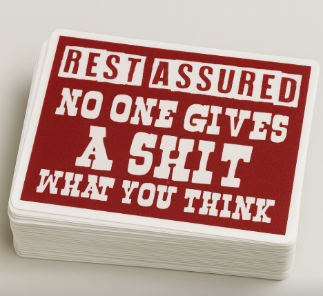 Rest Assured No One Gives A Shit Sarcastic Vinyl Sticker- Waterproof, UV Resistant, Durable